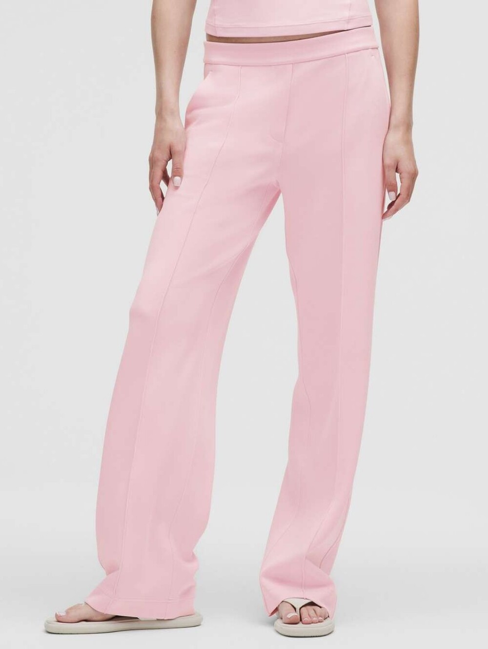Lululemon Softstreme Pintuck Mid Rise Pants Womens Small Pink Wide Leg W5GD3S